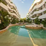 Elements 326 in Tulum , Quintan Roo, México. Development pre-sale by The Coral Properties. Main pool view.